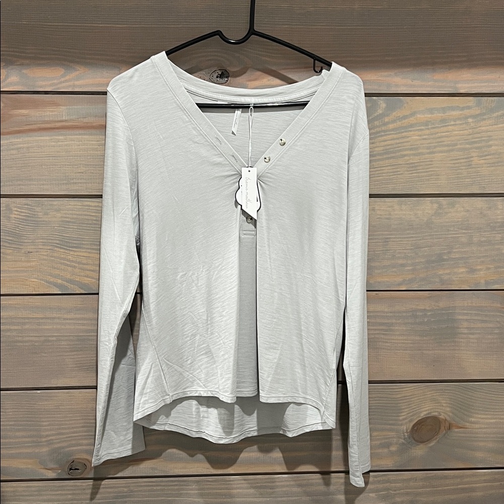 Travis Mathew Light Gray V-Neck Long Sleeve